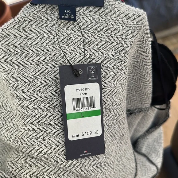 Tommy Hilfiger Size L open lightweight military style jacket in heathered gray